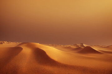 Fototapeta na wymiar 3d render Beautiful Arabian desert with warm gold colors at sunset