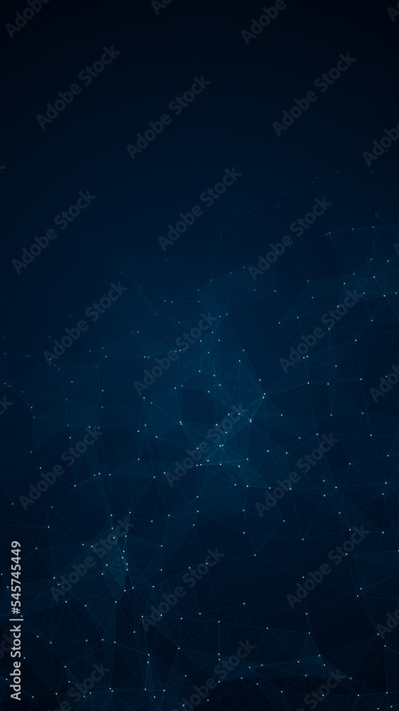 Wall mural blue dot and line connection with polygonal technology on abstract background concept
