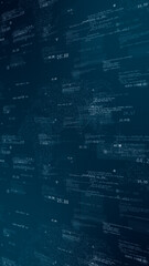 Blue digital cyberspace with program code levitation on futuristic map background technology abstract background concept