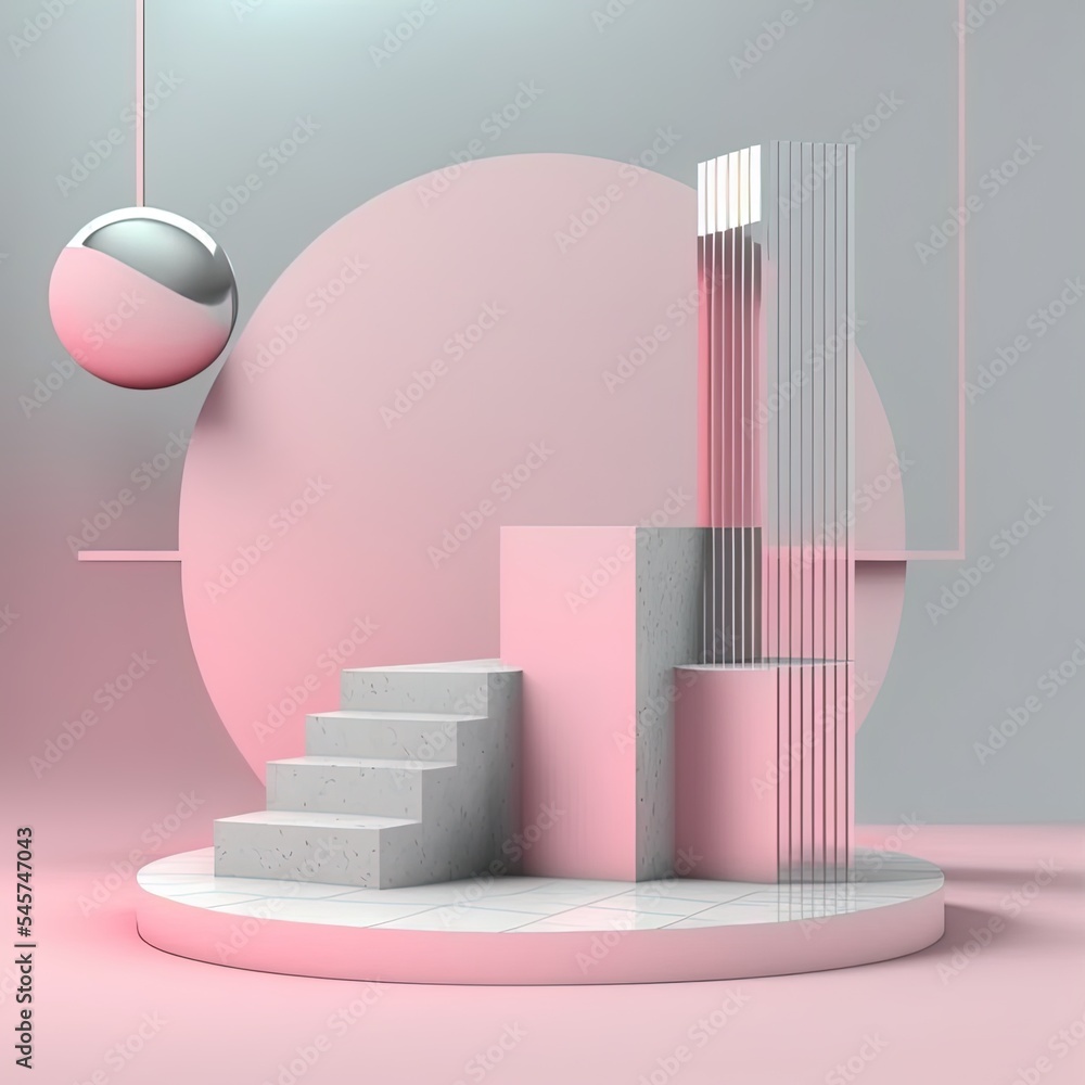 Poster abstract geometric podium for product display. 3d rendering.