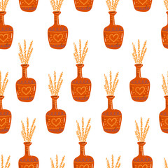 Home flower plant pot house seamless pattern background concept. Vector graphic design illustration element
