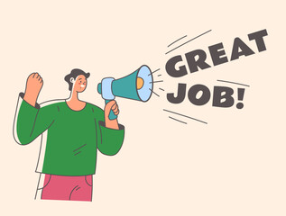 Fototapeta premium Congratulation well done loudspeaker congrats abstract concept. Vector graphic design illustration element