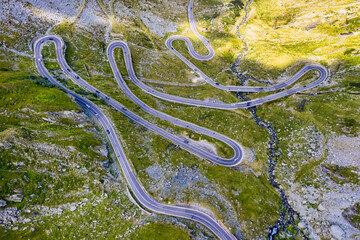 Aerial view of Transfagarasan road in Romania