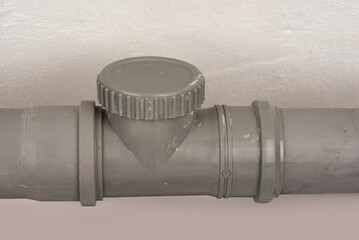 Screw cap on sewage pvc pipe for cleaning