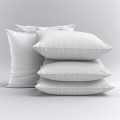 multiple white pillow cushion 3d rendered usaing for mockup isolated in white