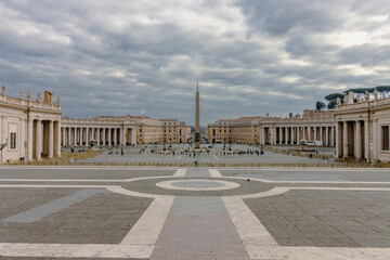 Panorama of St Peter's square panorama, Vatican City, Italy.