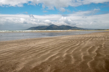 Fototapeta na wymiar Murlough beach and Mourne mountains on the horizont, nature reserve in Northern Ireland 