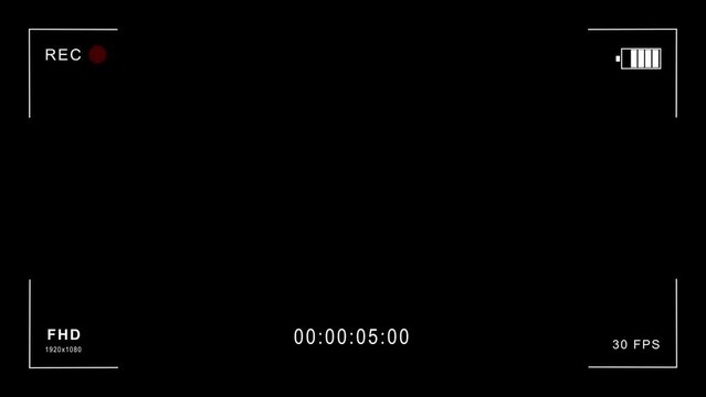 Video camera Full HD with timer (transparency). Street camera recorder display with alpha channel. Camera interface. 1920x1080. 1080p.