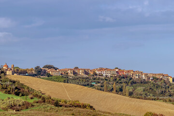 Panoramic view of Casciana Alta and surroundings, Casciana Terme, Pisa, Italy