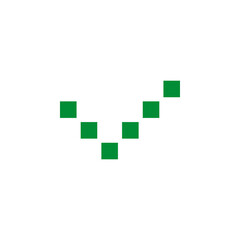 Fototapeta premium Green check mark symbol. Vector icon. Pixel art and dot style. 