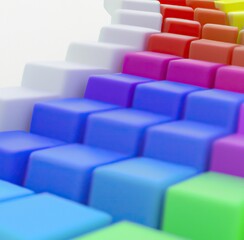 random colorful blocks squares abstract,  blur effect background 3d render