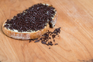 Chocolate Sprinkles on Slice of Bread