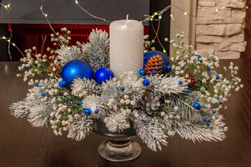 christmas decoration with candle and decorations