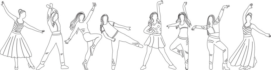 female dancer sketch ,contour isolated vector