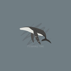 An isolated vector illustration of a whale in scandinavian colors. Underwater world, Marine life. Save the ocean. World whale day