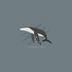 Fototapeta premium An isolated vector illustration of a whale in scandinavian colors. Underwater world, Marine life. Save the ocean. World whale day