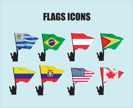 flags icon USA , north american , latin american, south american