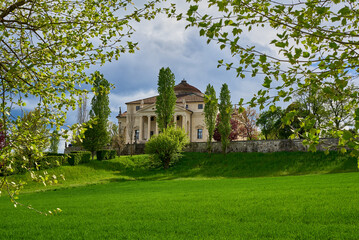 Fototapeta na wymiar Villa Almerico Capra known as La Rotonda is a Venetian villa near Vicenza. It is one of the most famous and imitated buildings in the history of modern architecture;