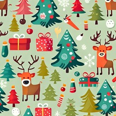 retro christmas doodle background