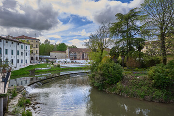 Fototapeta na wymiar watercourse in Vicenza, a city in the north east of Italy