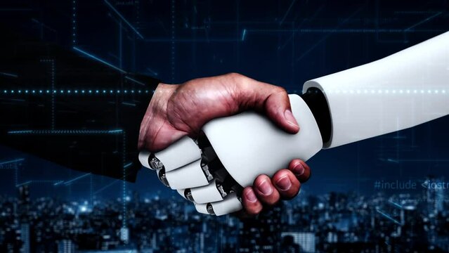 Futuristic robot artificial intelligence huminoid AI programming coding technology development and machine learning concept. Robotic bionic science research for future of human life. 3D rendering.