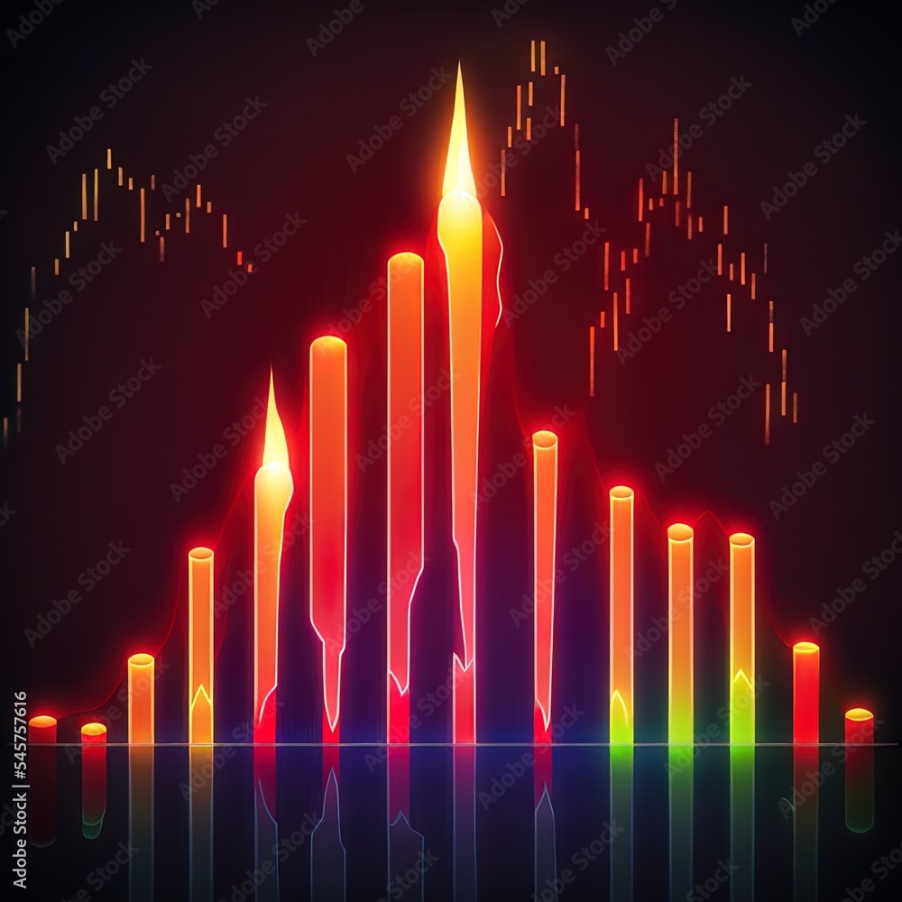 Poster candle stick graph chart with indicator showing bullish point or bearish point, up trend or down tre