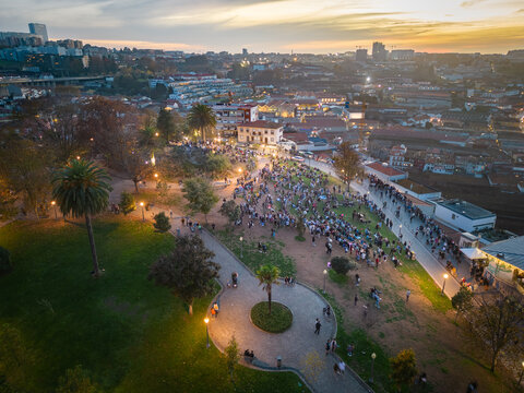 Garden of Morro near the Bridge over the Douro River in Porto, Portugal