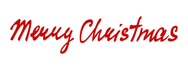 Merry Christmas, handwritten calligraphy isolated on white background.