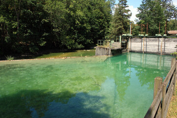 Mangfall River with Millrace Sluice Gate, Gmund am Tegernsee, Bavaria
