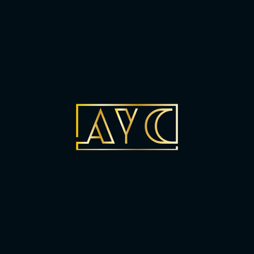 AYC minimal letter logo design with golden color
