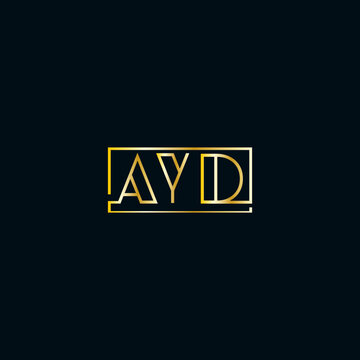 AYD minimal letter logo design with golden color

