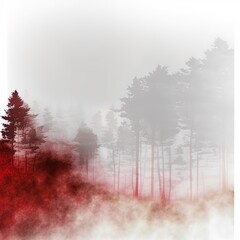 Red fog on the white background, smoky effect for photos and artworks. Overlay for photos.