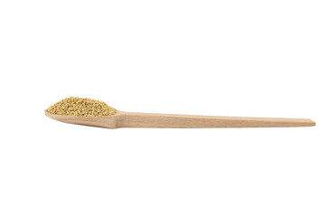  quinoa on wooden spoon isolated on white background. nutrition. food ingredient.