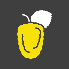 Mulberry fruit with leaves vector glyph icon