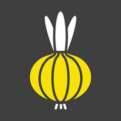 Onion isolated vector glyph icon. Vegetable sign