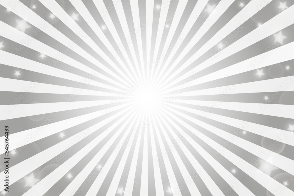 Poster sun rays background. white and grey radial abstract comic pattern with stars. vector explosion abstr