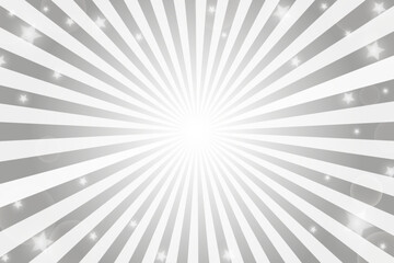 Sun rays background. White and grey radial abstract comic pattern with stars. Vector explosion abstract lines backdrop