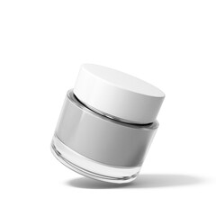 blank cosmetic cream jar with transparent background. 3D render.