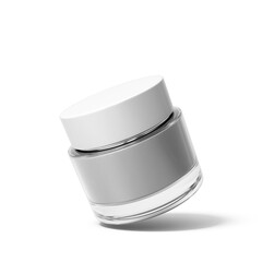 blank cosmetic cream jar with transparent background. 3D render.