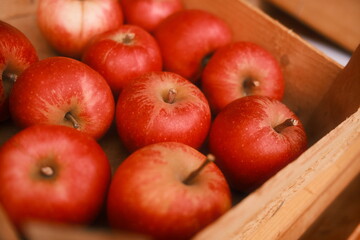 Rote Äpfel in einer Kiste