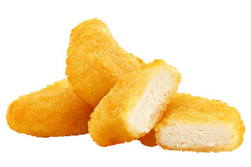 Nuggets isolated on white background, clipping path, full depth of field