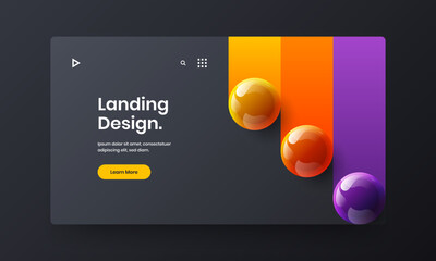 Vivid realistic balls company identity layout. Amazing landing page vector design concept.
