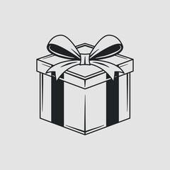 Gift box icon isolated on white background. Gift box icon for logo, label, emblem. Giveaway, birthday, party design. Vector illustration