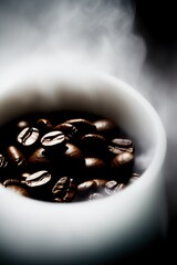 Coffee Beans Roasted in Steam Close Up