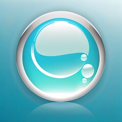 Shiny glossy icon with white design on aqua background