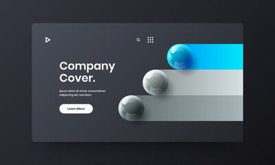 Minimalistic 3D spheres placard concept. Multicolored postcard design vector template.