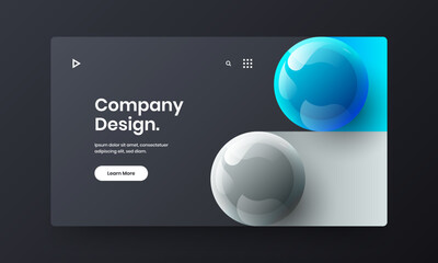 Minimalistic realistic spheres company cover layout. Clean pamphlet design vector concept.