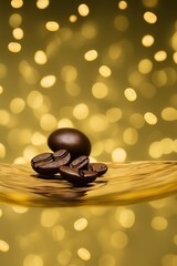 Coffee Beans Roasted Close Up with Liquid Gold