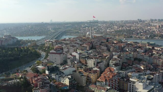 istanbul city halic river drone view