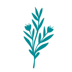 A branch with leaves. Plant drawing. Abstract Plant Art design for print, cover, wallpaper. PNG illustration